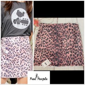 🆕 NWT Free People Sequin Cheetah Print Skirt